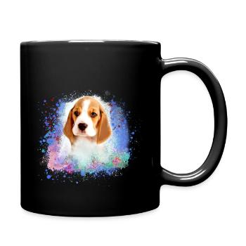 beagle , chien, peinture, graffiti, amour de chien,chiot - Mug uni - noir - Droite