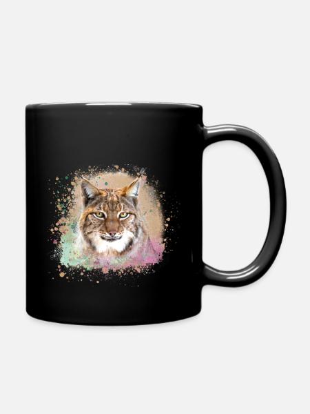 chat sauvage,lynx,beige,graffiti,peinture,chat - Mug uni - noir