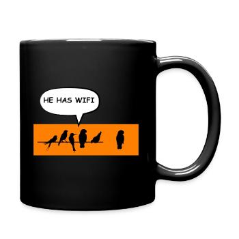 Wireless Birds Wi-Fi Funny Joke. - Full Colour Mug - black - Right