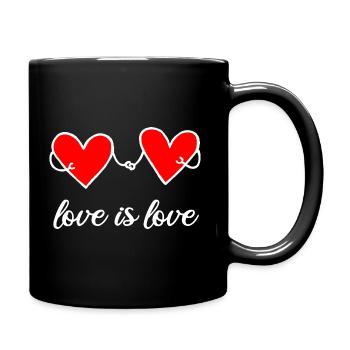 Love is Love Lovers LGBTQ Love Getting Married - Full Colour Mug - black - Right