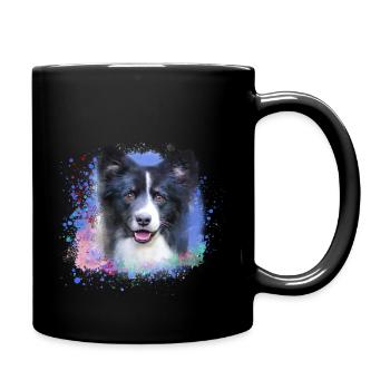 dog, pointed, painting, graffiti, dwarf spitz - Full Colour Mug - black - Right