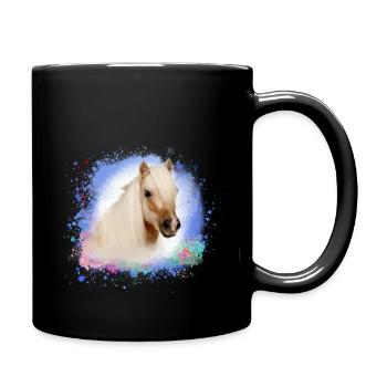 pony, blau, shettland,pferd,pony,weisses pony - Tasse einfarbig - Schwarz - Rechts