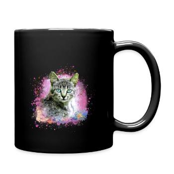 katze,katzenbaby,graffiti,malerei,bunt,hauskatze - Tasse einfarbig - Schwarz - Rechts