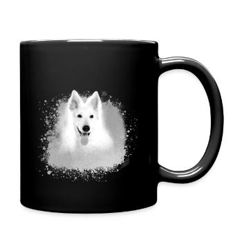 white shepherd,white,dog,painting,shepherd dog - Full Colour Mug - black - Right