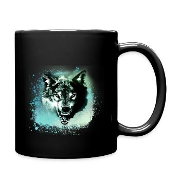 wolf,blau,hund, husky,Hund, malerei,graffiti - Tasse einfarbig - Schwarz - Rechts