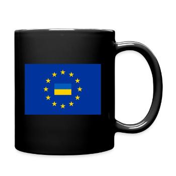 EU Flagge Ukraine - Tasse einfarbig - Schwarz - Rechts