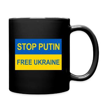 Stop Putin Stop War - Ukraine Flagge - Tasse einfarbig - Schwarz - Rechts