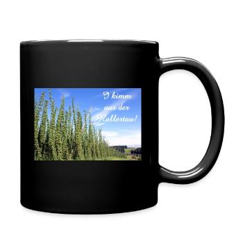 "I kimm aus der Hallertau!" - Tasse einfarbig - Schwarz - Rechts