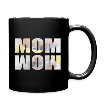 MOM WOW Geschenk für Mama Aquarell gold - Tasse einfarbig - Schwarz - Rechts