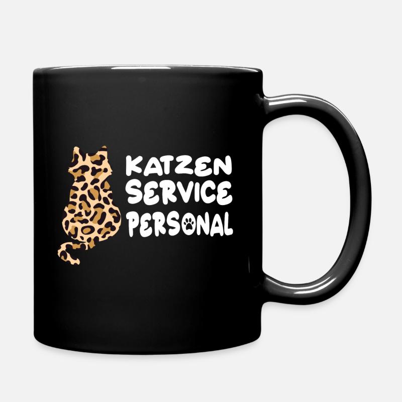 Katzen Servicepersonal Leoprint - Tasse einfarbig - Schwarz
