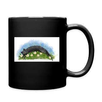 Le chat dort - Mug uni - noir - Droite