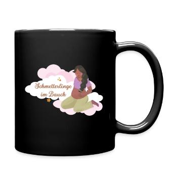 Geschenk für Schwangere 💗 Schmetterlinge im Bauch - Tasse einfarbig - Schwarz - Rechts