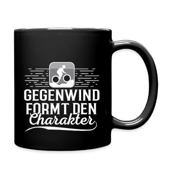 Gegenwind = Charakter - Mountainbiker Mountainbike - Tasse einfarbig - Schwarz - Rechts