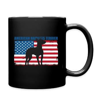 American Hairless Terrier Dog - Full Colour Mug - black - Right