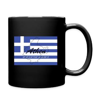Athen - Hauptstadt mit GPS & Flagge - Tasse einfarbig - Schwarz - Rechts