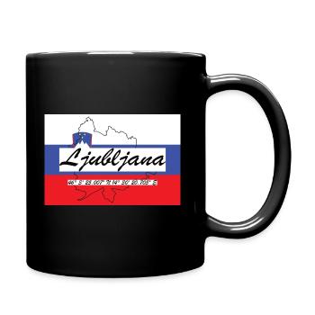 Ljubljana - Hauptstadt mit GPS & Flagge - Tasse einfarbig - Schwarz - Rechts