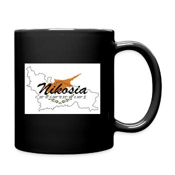 Nikosia - Hauptstadt mit GPS & Flagge - Tasse einfarbig - Schwarz - Rechts