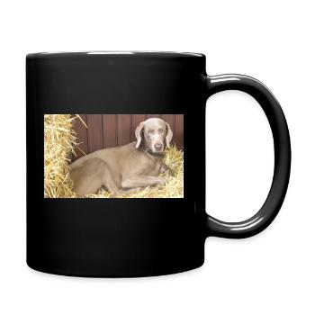 Weimaraner im Stroh "Delta" - Tasse einfarbig - Schwarz - Rechts