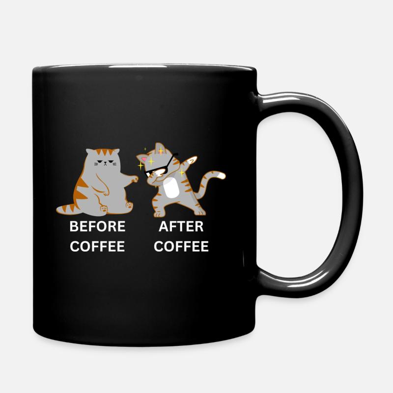 Dabbing Cat after Coffee dabbende Katze Kaffee - Tasse einfarbig - Schwarz