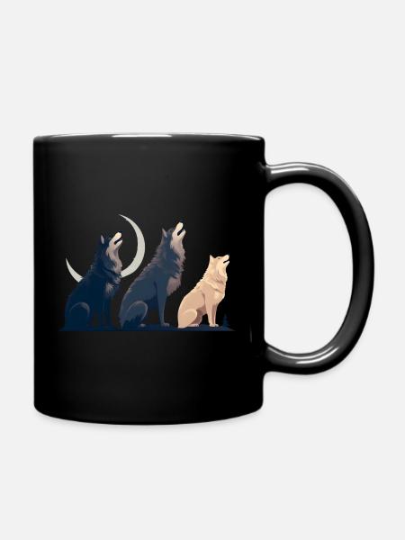 Wolftrio, Wolfliebhaber logo - Tasse einfarbig - Schwarz