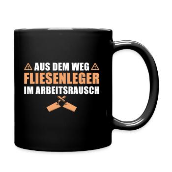 Fliesenleger im Arbeitsrausch Plattenleger - Tasse einfarbig - Schwarz - Rechts