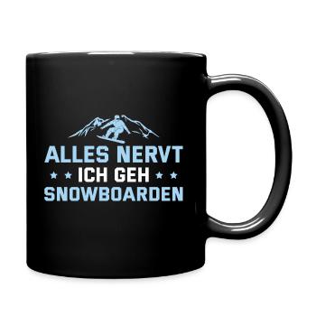 Snowboard Humor Wintersport Snowboarder - Tasse einfarbig - Schwarz - Rechts