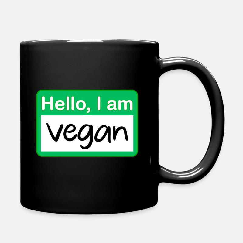 hello i am vegan - grün - Tasse einfarbig - Schwarz