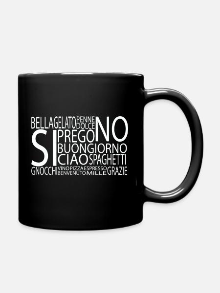 Italienisch, Italien, typisch - Tasse einfarbig - Schwarz