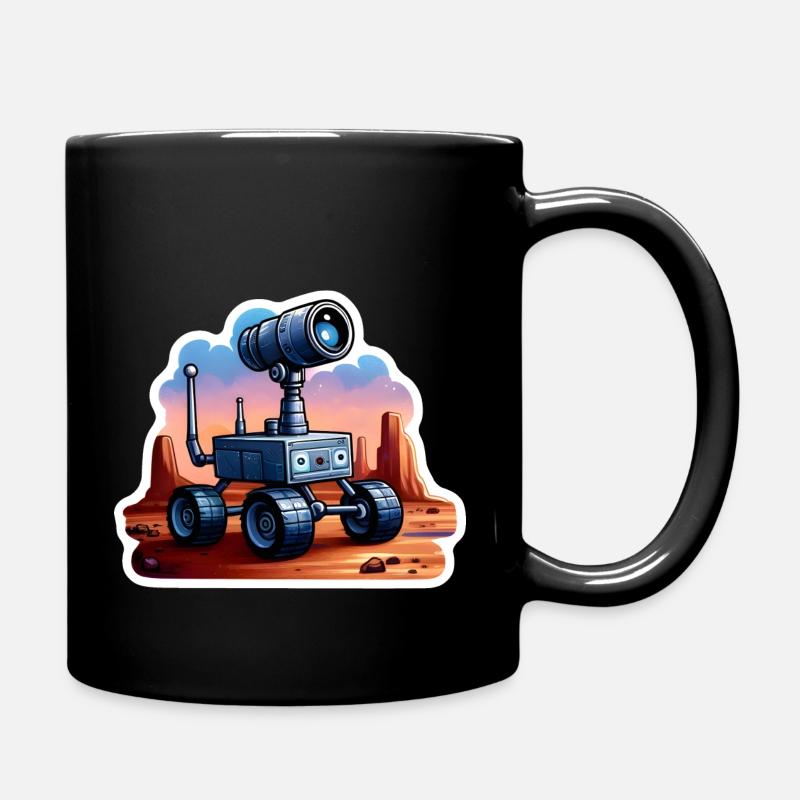 Mars Rover Inspired Sticker, Comic Style - Full Colour Mug - black