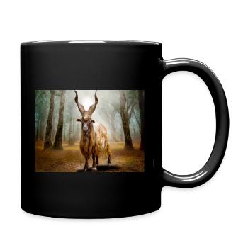 Mystischer Steinbock Waldlichtung - Tasse einfarbig - Schwarz - Rechts