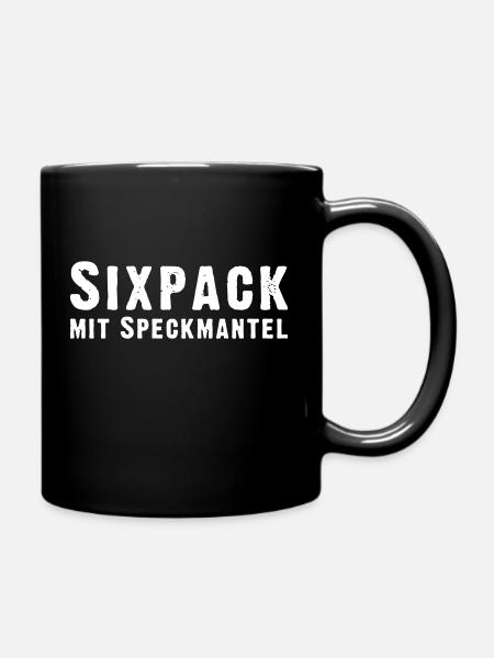 Sixpack mit Speckmantel - Tasse einfarbig - Schwarz