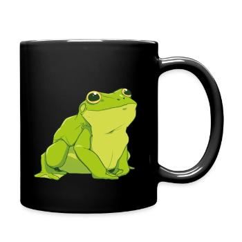 Glücklicher grüner Frosch - Tasse einfarbig - Schwarz - Rechts