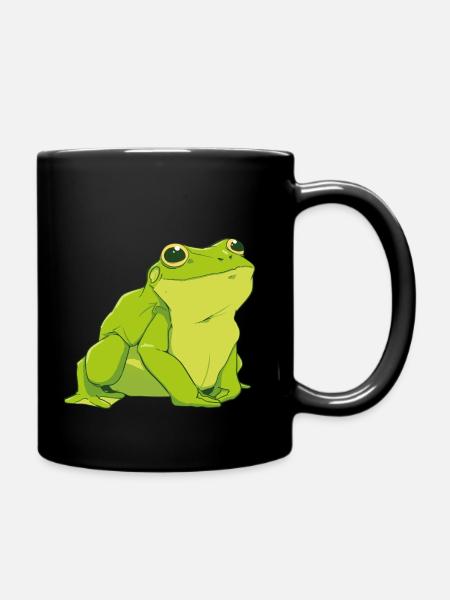 Happy Green Frog - Full Colour Mug - black