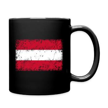 Österreich Flagge - Tasse einfarbig - Schwarz - Rechts