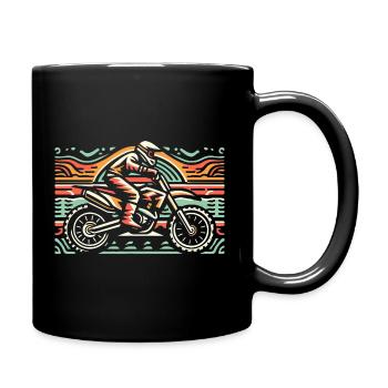 Retro Motocross Gift - Vintage Dirt Bike - Full Colour Mug - black - Right