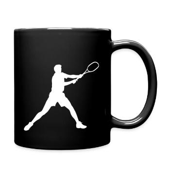 Tennis Spieler Silhouette - Tasse einfarbig - Schwarz - Rechts