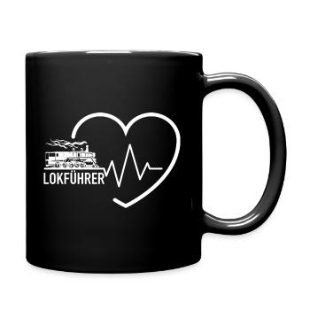 Lokführer Eisenbahnfan Herzimpuls Geschenk H0 - Tasse einfarbig - Schwarz - Rechts