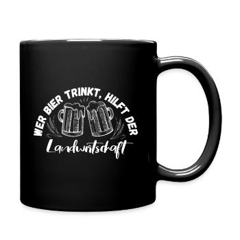 Wer Bier trinkt,…. - Tasse einfarbig - Schwarz - Rechts