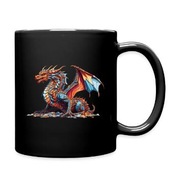 Drache anime manga blau bunt - Tasse einfarbig - Schwarz - Rechts
