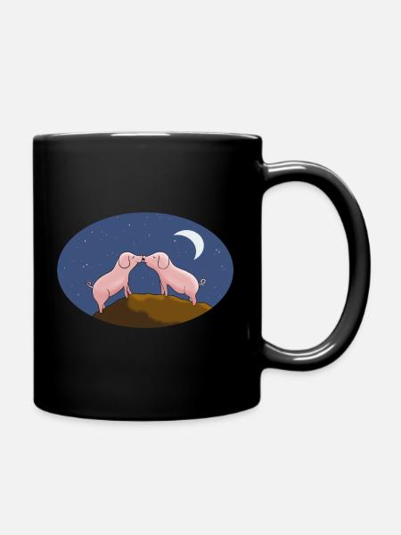 Verliebte Schweinchen - Tasse einfarbig - Schwarz