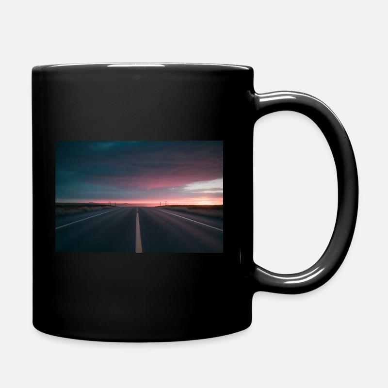Endless Road at Sunset - Full Colour Mug - black