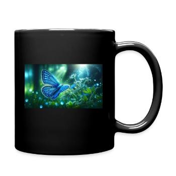 blue butterfly - Full Colour Mug - black - Right