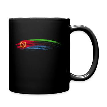 Lebendige Farbstreifen mit Baumemblem - Tasse einfarbig - Schwarz - Rechts