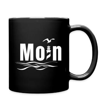 Moin with Lighthouse and Seagull - Maritime Design - Full Colour Mug - black - Right