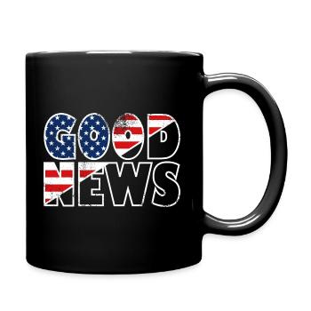 GOOD NEWS Stars and Stripes Bibelvers Evangelium - Tasse einfarbig - Schwarz - Rechts
