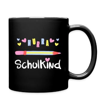 HURRA SCHULKIND Einschulung Schulanfang Schulstart - Tasse einfarbig - Schwarz - Rechts