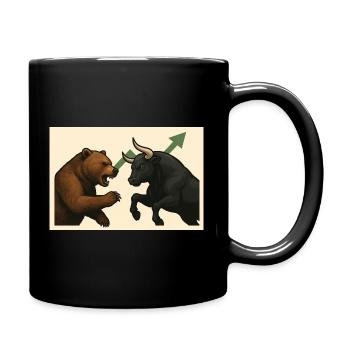Stock market battle bears against bull - Full Colour Mug - black - Right