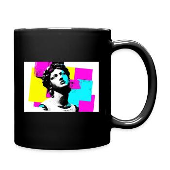 Künstlerisches Porträt im Pop-Art-Stil - Tasse einfarbig - Schwarz - Rechts