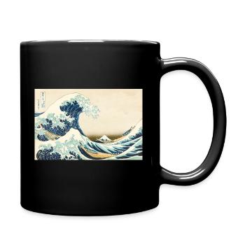 Ukiyo-e Wellenbild mit Bergen Waves Japan - Tasse einfarbig - Schwarz - Rechts