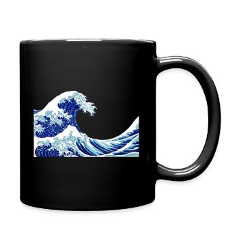 kanagawa Traditionelle japanische Wellen - Tasse einfarbig - Schwarz - Rechts